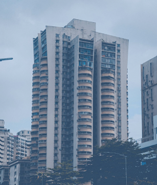 Modern high-rise buildings in a city, where FiberElectronics' structured cabling systems support smart infrastructure and urban networks.
